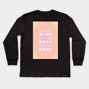 Mind Body Soul Pink and Peach Aura Kids Long Sleeve T-Shirt